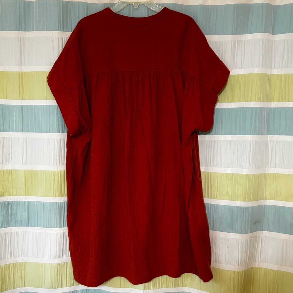 Wilfred Free Organic Cotton Gauzy Shirt Dress Rust Orange Red Sz XL - Picture 8 of 9